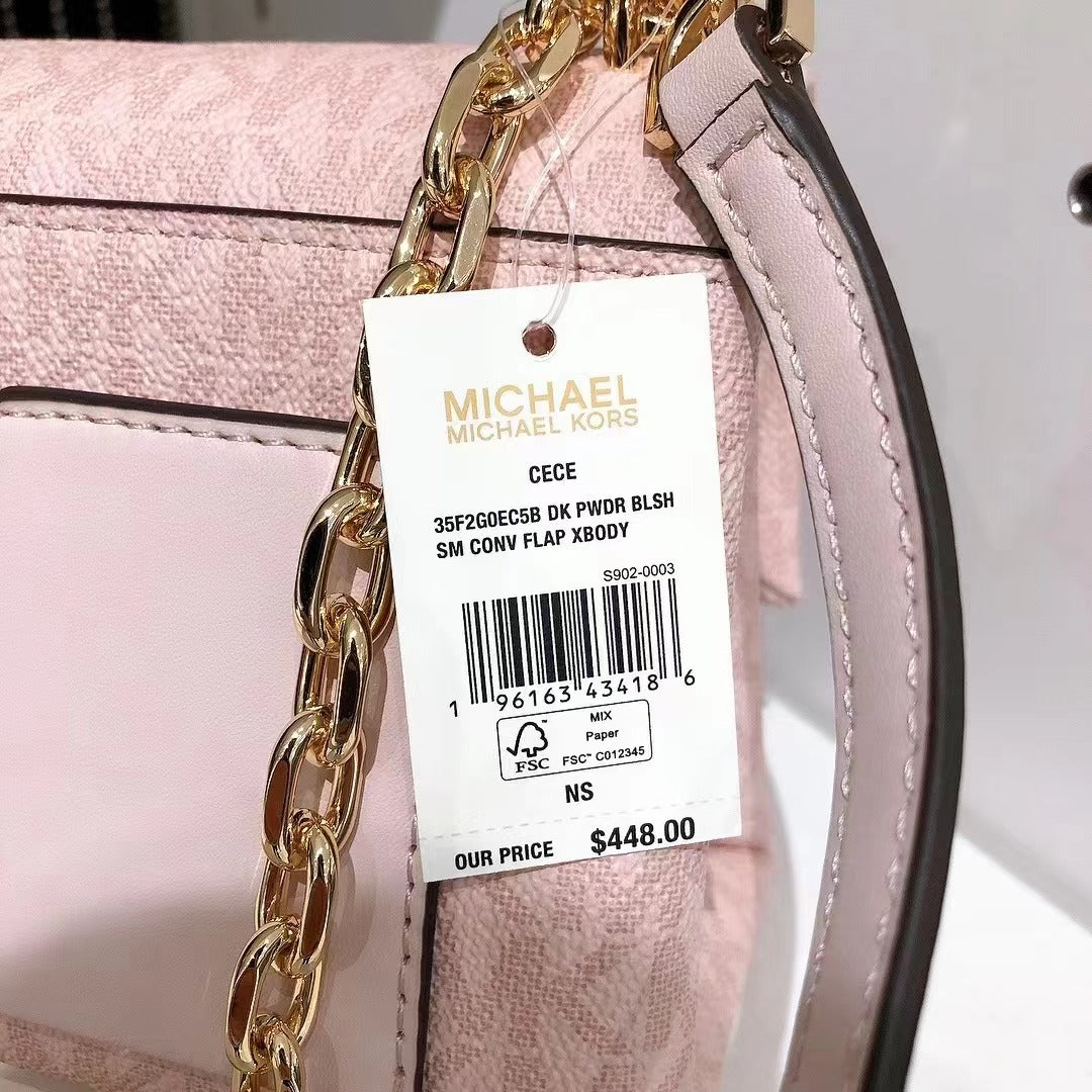 Michael Kors 35F2G0EC5B CECE EXTRA SMALL LEATHER CROSSBODY IN POWDER BLUSH Michael Kors 35F2G0EC5B CECE EXTRA SMALL LEATHER CROSSBODY IN POWDER BLUSH